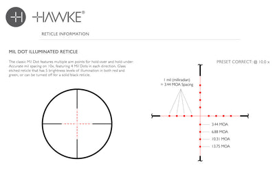 Hawke Vantage IR 3-9X50 MIL DOT IR Reticle Shockproof Waterproof Rifle Scope