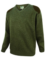 Hoggs of Fife Mens V-Neck Melrose Hunting Shooting Jumper with Embroidered Woodcock Crest (Sizes UK L-3XL)