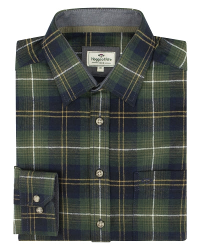 Hoggs of Fife Mens 100% Cotton Pitmedden Long Sleeve Flannel Check Shirt