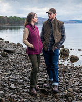Hoggs of Fife Ladies Navy/Merlot/Grey Windproof Breathable Stenton Hunting Farming Country Fleece Gilet (Size XS-2XL)