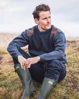Hoggs Of Fife Mens Round Neck Melrose Hunting Farming Shooting Jumper Country Pullover (Green and Navy Available with Sizes S-3XL)