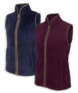 Hoggs of Fife Ladies Navy/Merlot/Grey Windproof Breathable Stenton Hunting Farming Country Fleece Gilet (Size XS-2XL)