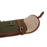 Maremmano Green Canvas Shotgun Slip with Leather Detailing with Full Zip and Flap (up to 32'' Barrels)