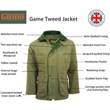 Game Men's Durable Teflon Coated Waterproof Windproof Tweed Shooting Jacket