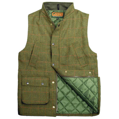 Men's Game Diamond Quilt Lining Teflon Coated Tweed Shooting Gilet
