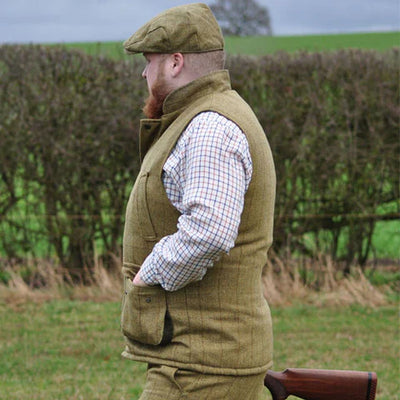 Men's Game Diamond Quilt Lining Teflon Coated Tweed Shooting Gilet