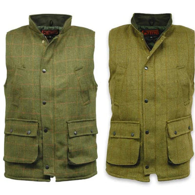 Men's Game Diamond Quilt Lining Teflon Coated Tweed Shooting Gilet