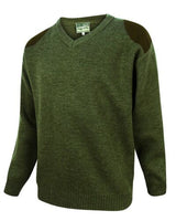 Hoggs of Fife Mens Melrose V-Neck Marled British Knit Shooting Jumper Hunting Farming Country Pullover (Sizes S-3XL)