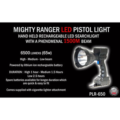 Clulite Mighty Ranger Handheld Rechargeable 6500 Lumen Powerful Searchlight Torch 1500m Beam
