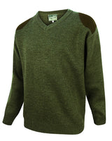 Hoggs of Fife Mens V-Neck Melrose Hunting Shooting Jumper with Embroidered Pheasant Crest (Sizes UK S-XL)