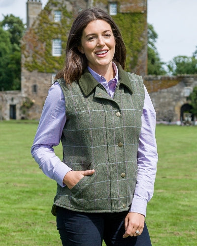 Hoggs of Fife Ladies Albany Lambswool Teflon Treat Tweed Shooting Equestrian Country Waistcoat