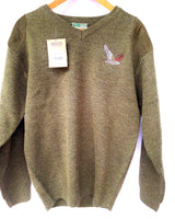 Hoggs of Fife Mens V-Neck Melrose Hunting Shooting Jumper with Embroidered Woodcock Crest (Sizes UK L-3XL)