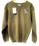 Hoggs of Fife Mens V-Neck Melrose Hunting Shooting Jumper with Embroidered Woodcock Crest (Sizes UK L-3XL)