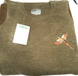 Hoggs of Fife Mens Round Neck Melrose Shooting Jumper Hunting Pullover with Embroidered Pheasant Crest (Sizes S-3XL)