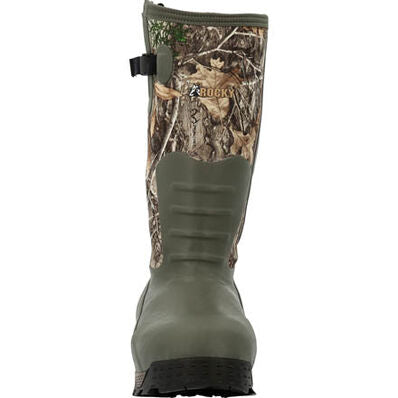 Rocky Sport Pro Rubber 1200G Side-Zip Insulated Neoprene Waterproof Outdoor Camo Hunting Fishing Boot Wellington