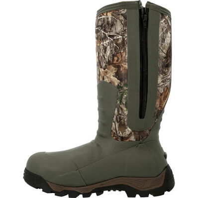 Rocky Sport Pro Rubber 1200G Side-Zip Insulated Neoprene Waterproof Outdoor Camo Hunting Fishing Boot Wellington