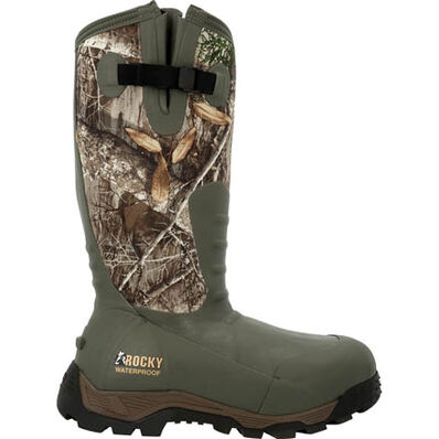 Rocky Sport Pro Rubber 1200G Side-Zip Insulated Neoprene Waterproof Outdoor Camo Hunting Fishing Boot Wellington