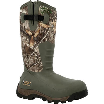 Rocky Sport Pro Rubber 1200G Side-Zip Insulated Neoprene Waterproof Outdoor Camo Hunting Fishing Boot Wellington