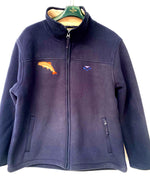 Hoggs of Fife Navy Clydesdale Heavy Fleece Jacket with Unique Brown Trout Crest - Size UK XXL (Chest 47''-49'')