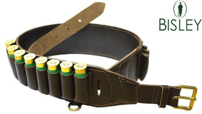 Bisley Deluxe Quality Brown Leather Hunting Shooting 12G 24 Pocket Cartridge Belt