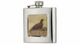 Bisley 6oz Square Stainless Steel Hip Flask Black and Golden Labrador/Pheasants/Grouse Designs in Presentation Box