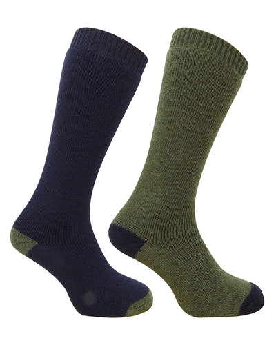 Hoggs of Fife Mens 1903 Cushioned Support Hunting Shooting Fishing Farming Country Long Socks (Twin Pack)