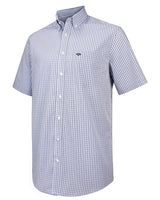 Hoggs Of Fife Perth Mens Light Blue Checked Cotton Short Sleeve Shirt