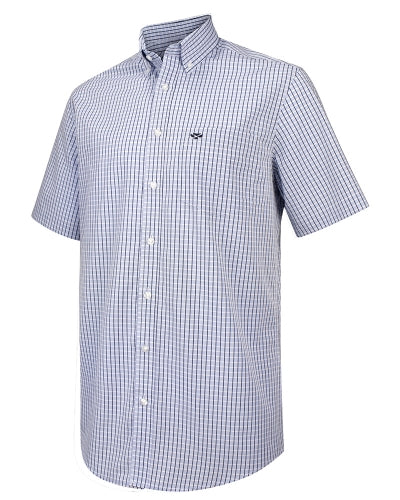 Hoggs Of Fife Perth Mens Light Blue Checked Cotton Short Sleeve Shirt