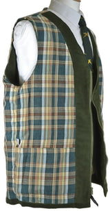 Lavenir Olive Green Moleskin Shooting Hunting Farming Waistcoat with Unique Pheasant or Woodcock Crest