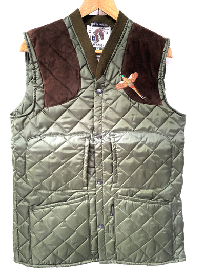 Lavenir Diamond Quilted Shooting Hunting Farming Waistcoat Bodywarmer with Unique Pheasant or Woodcock Crest