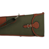 Maremmano Green Canvas Shotgun Slip with Leather Detailing with Full Zip and Flap (up to 32'' Barrels)