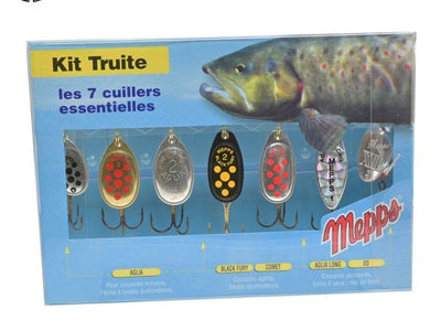 Mepps Trout 7 Different Lure Spinner Variety Kit (Various Colours and Sizes included)