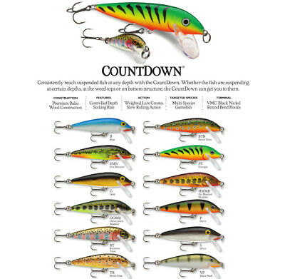 Rapala Countdown Sinking 5cm/5g Trout/Sea Trout/Salmon/Perch Fishing Lures Various Colours/Models Available Ideal River Fishing Lures