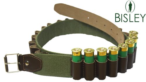 Bisley Canvas/Leather on Webbing Loop Hunting Shooting 12G 25 Cartridge Belt Holder